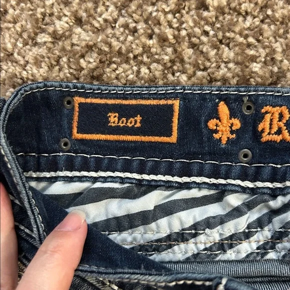 Rock Revival Women's Dark Blue Boot Cut Jeans with Contrast Stitching - Picture 5 of 8